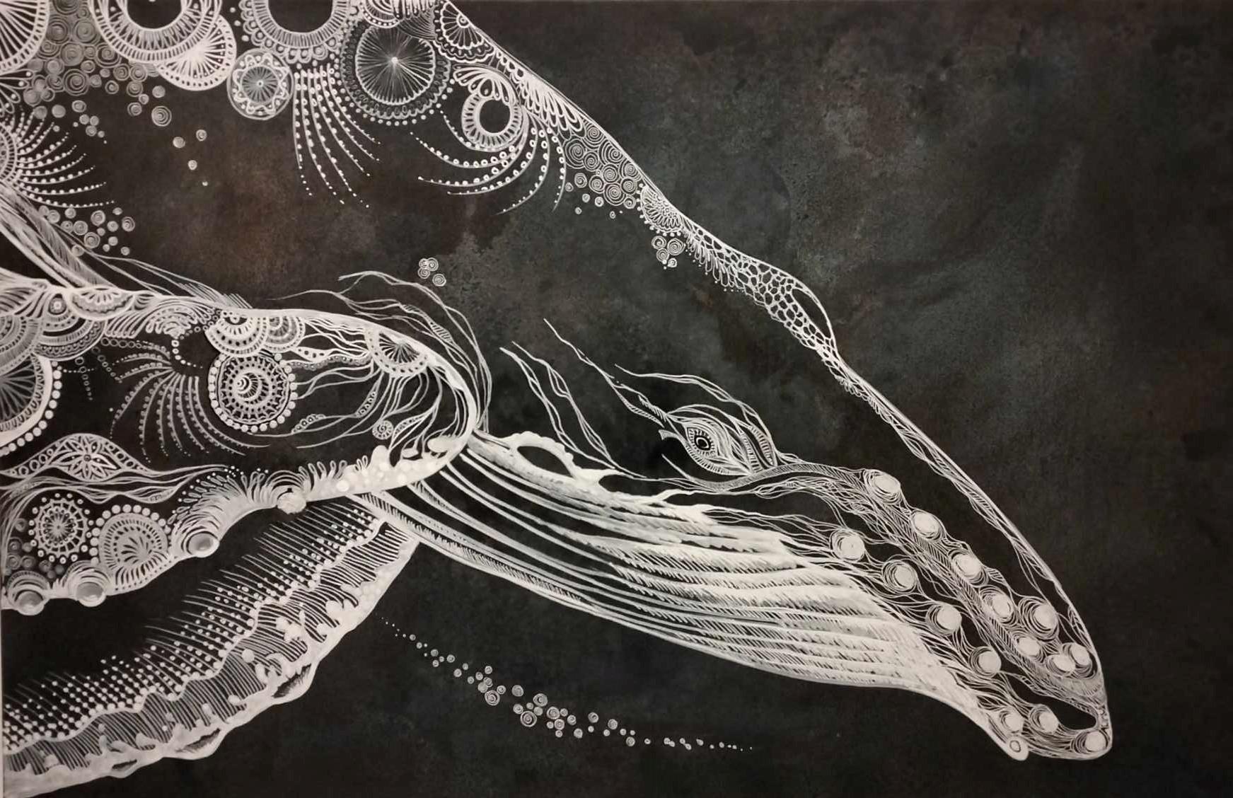 Fond texturé acylique, encre et sucre en poudre!