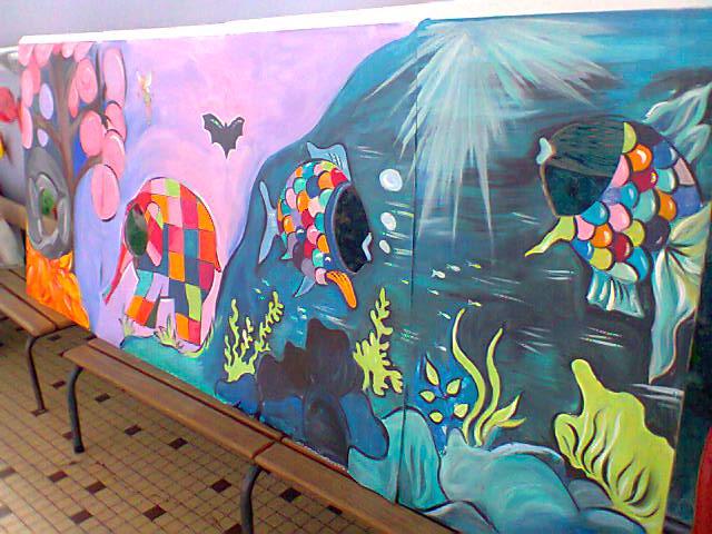 fresque avec des maternelles